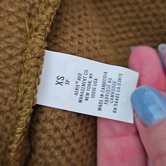Aerie,NWT,Sherpa Fleece 1/4 Zip Pullover Teddy Sweater Long Sleeve Brown Size XS - Picture 7 of 12
